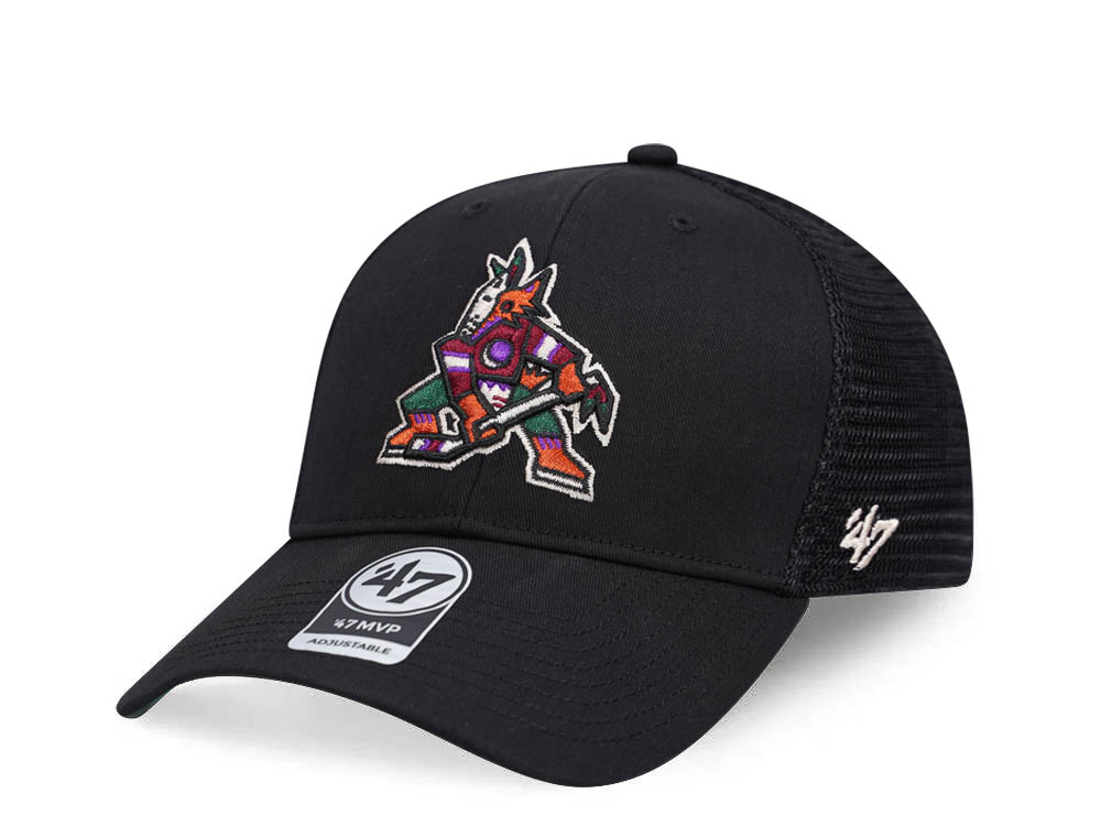 47Brand Arizona Coyotes Black Branson Mesh MVP Trucker Snapback Cap