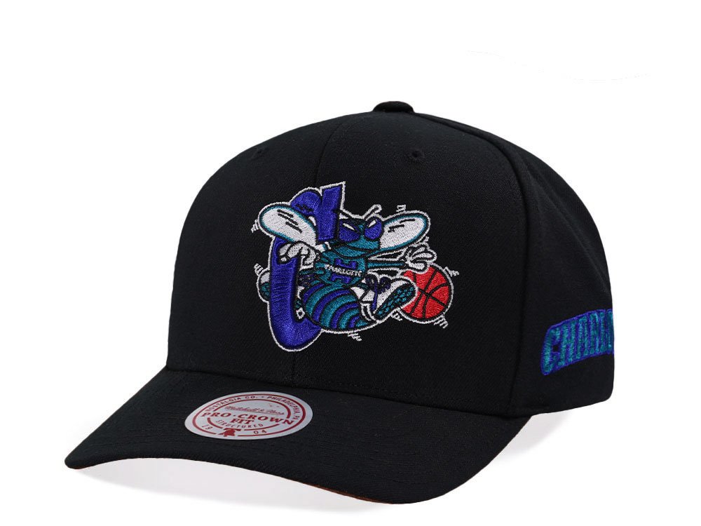 Mitchell & Ness Charlotte Hornets Hardwood Classic Pro Crown Fit Black Snapback Cap