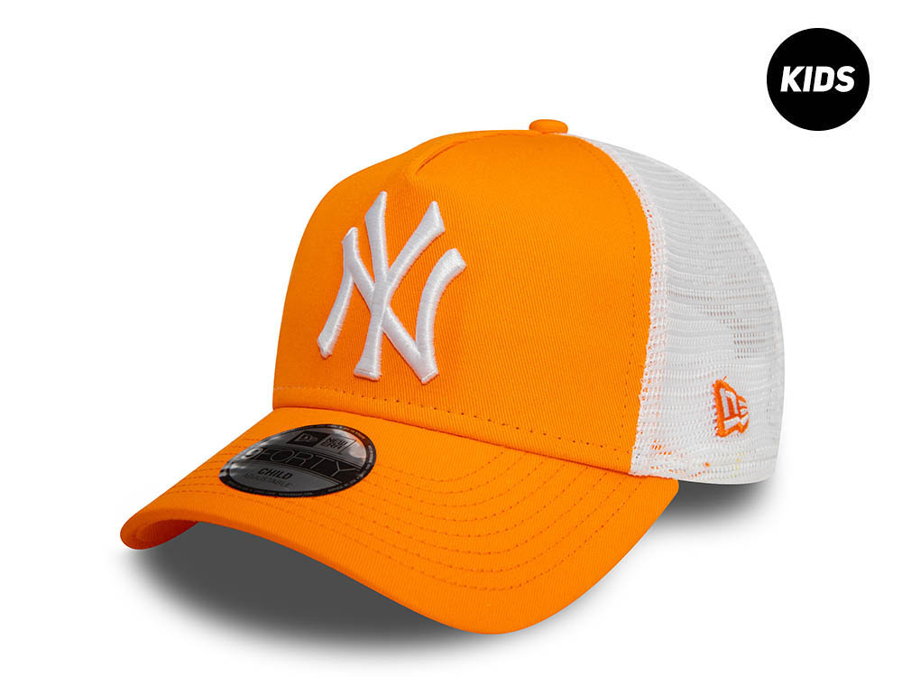 New Era New York Yankees League Essential Orange Kids 9Forty A Frame Trucker Snapback Cappellini