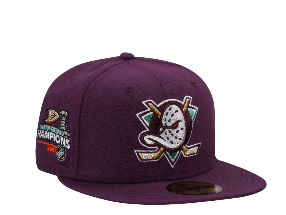 New Era Anaheim Ducks Stanley Cup Champs 2007 Plum Prime Edition 59Fifty Fitted Cap