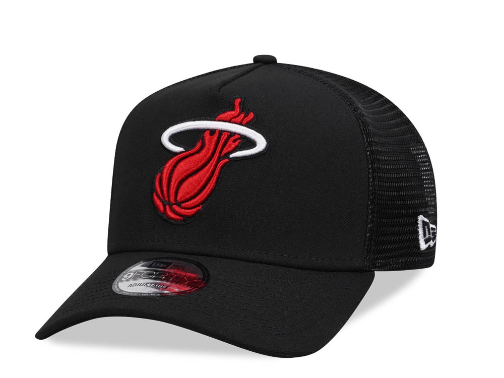 New Era Miami Heat Black 9Forty A Frame Trucker Snapback Cap