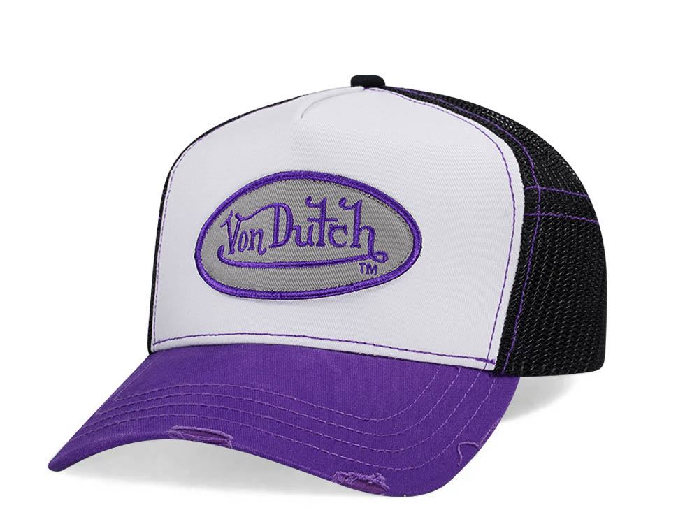 Von Dutch White Purple Two Tone Edition Trucker Snapback Cap