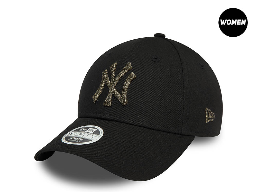 New Era New York Yankees Shinny Metallic Black Womens 9Forty Snapback  Cappellini