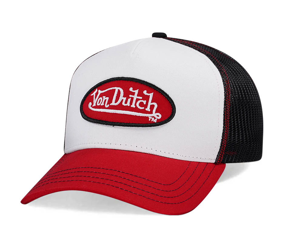 Von Dutch White Red Two Tone Edition Trucker Snapback Cap