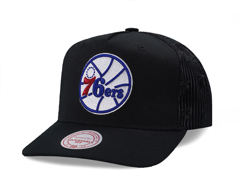 Mitchell & Ness Philadelphia 76ers Black Monogram Trucker Edition Snapback Cappellini