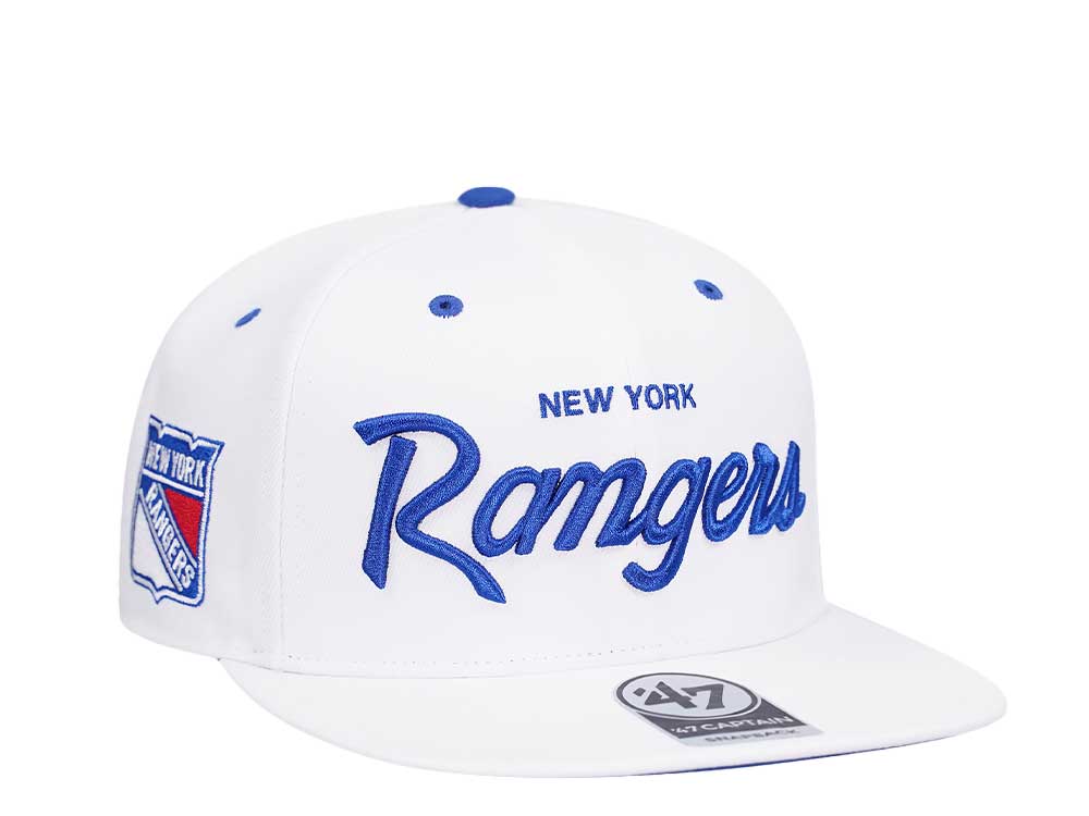 47Brand New York Rangers White Crosstown Pop Captain Snapback Cap