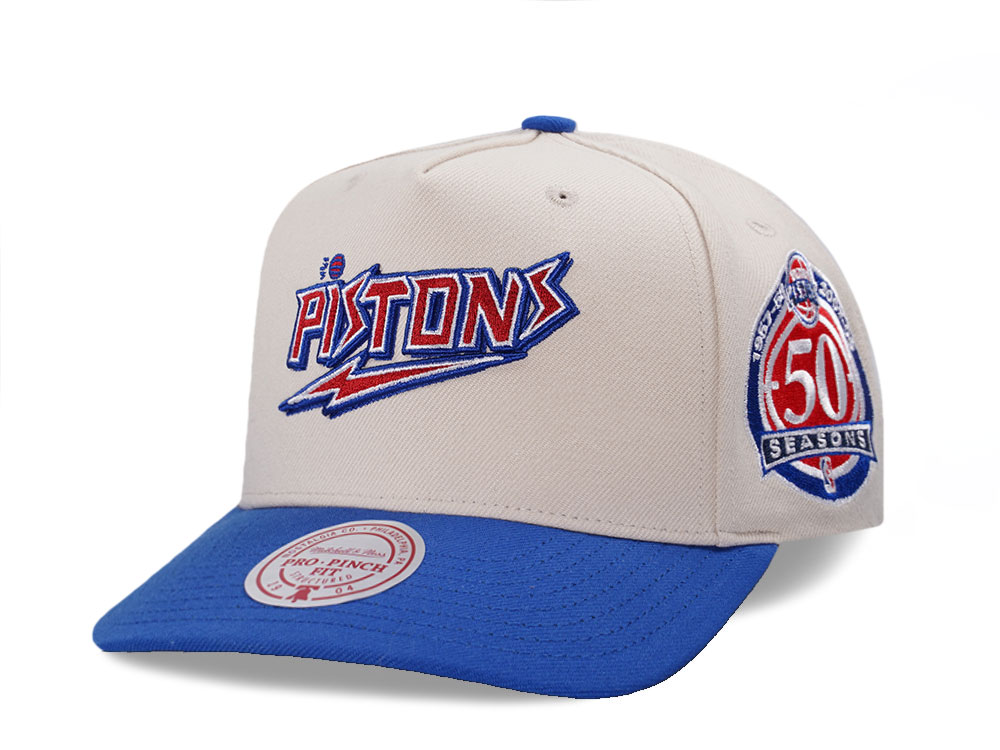 Mitchell & Ness Detroit Pistons 50 Seasons Two Tone Pro Pinch A Frame Snapback Cappellini