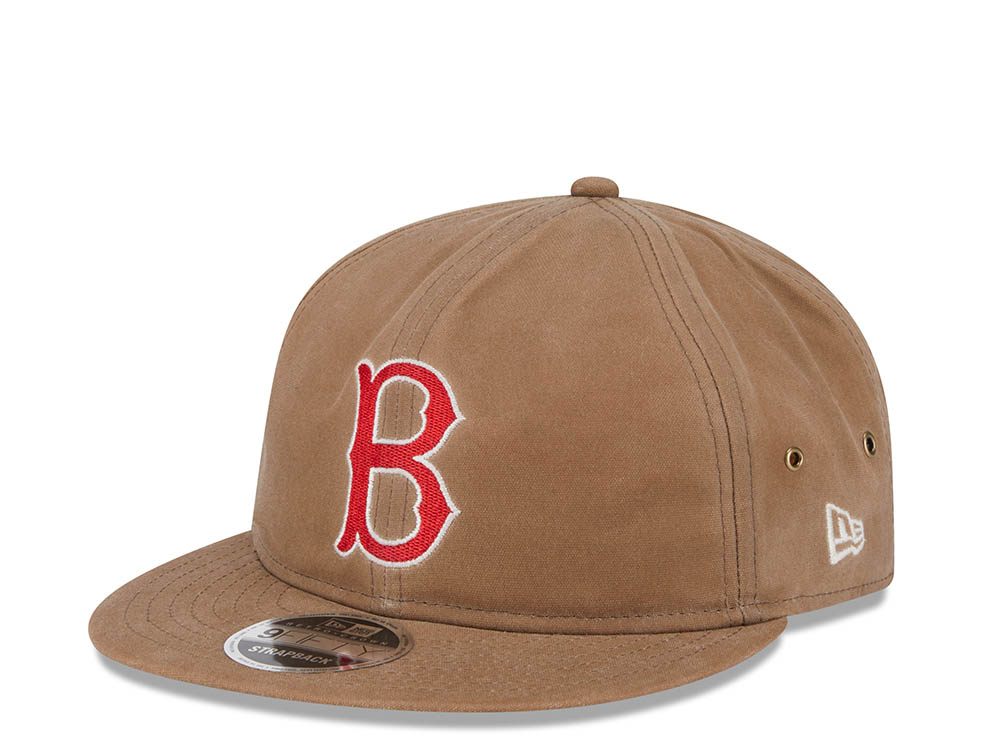 New Era Boston Red Sox Waxed Canvas Khaki 9Fifty Retro Crown Strapback Cappellini