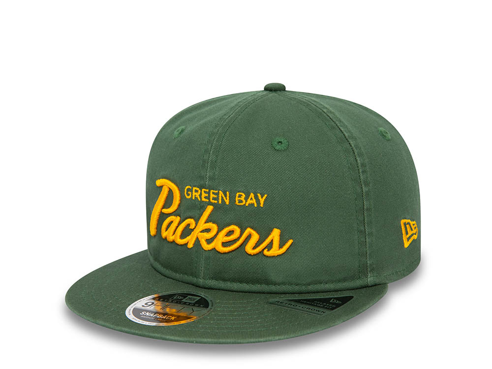 New Era Green Bay Packers Retro Dark Green 9Fifty Retro Crown Snapback Cappellini