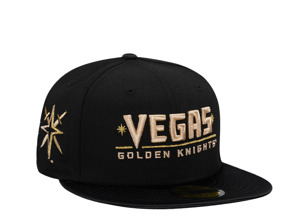 New Era Vegas Golden Knights Black Satin Brim Prime Edition 59Fifty Fitted Cap