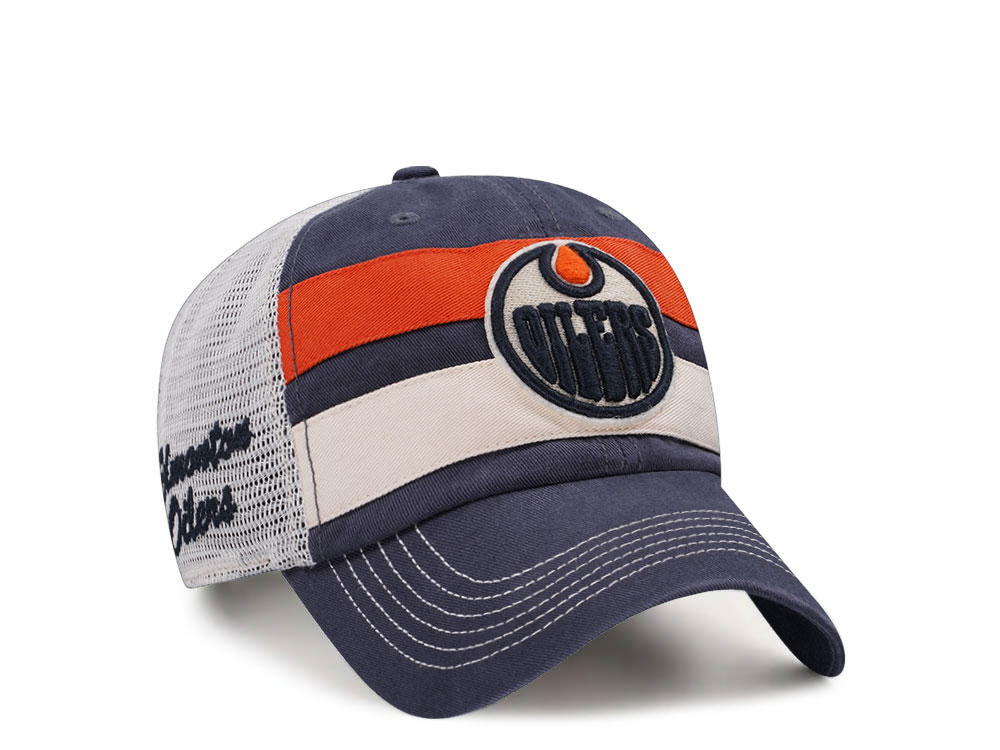 47Brand Edmonton Oilers Vintage Navy Clubhouse Boon Trucker Clean Up Snapback Cap