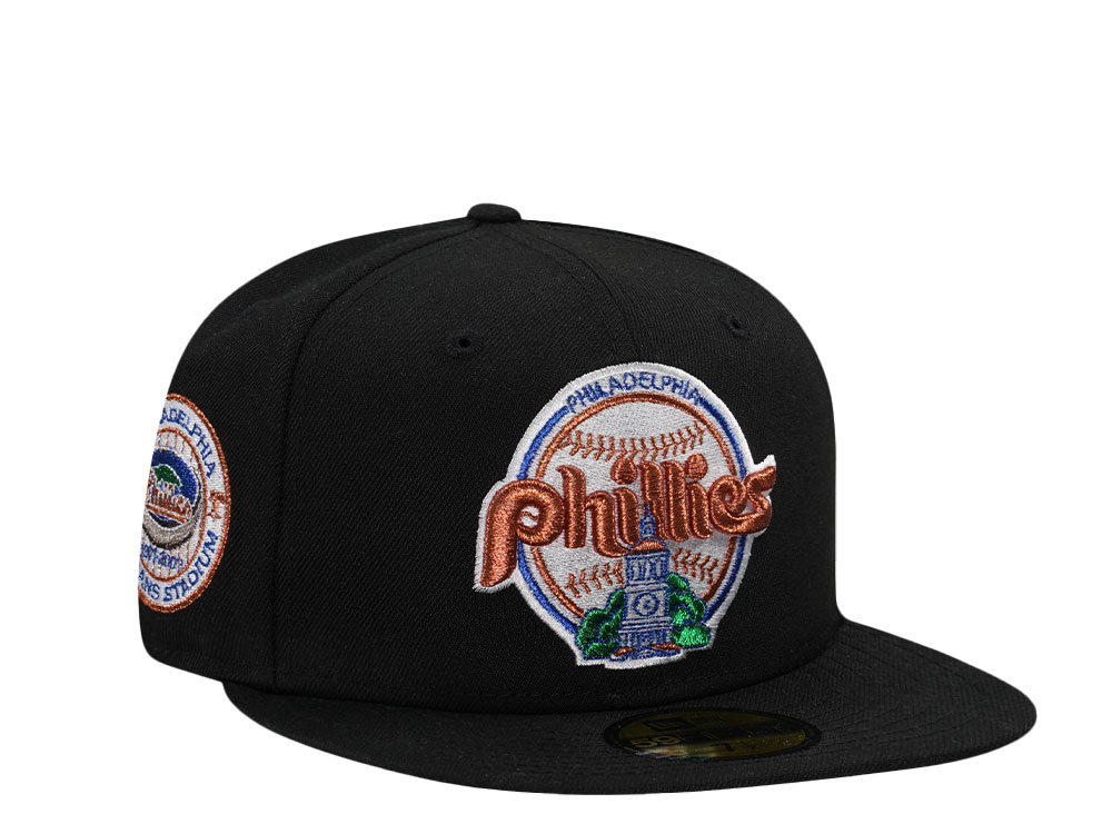 New Era Philadelphia Phillies Veterans Stadium Black Copper Throwback Edition 59Fifty Fitted Cap