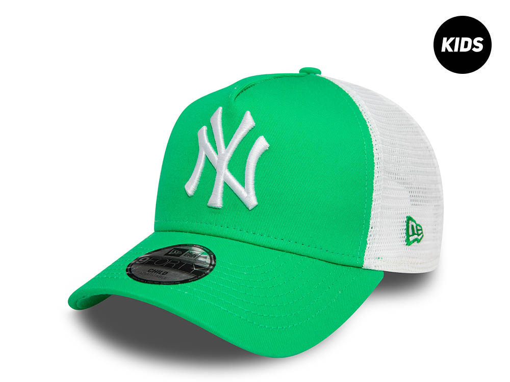 New Era New York Yankees League Essential Green Kids 9Forty A Frame Trucker Snapback Cappellini