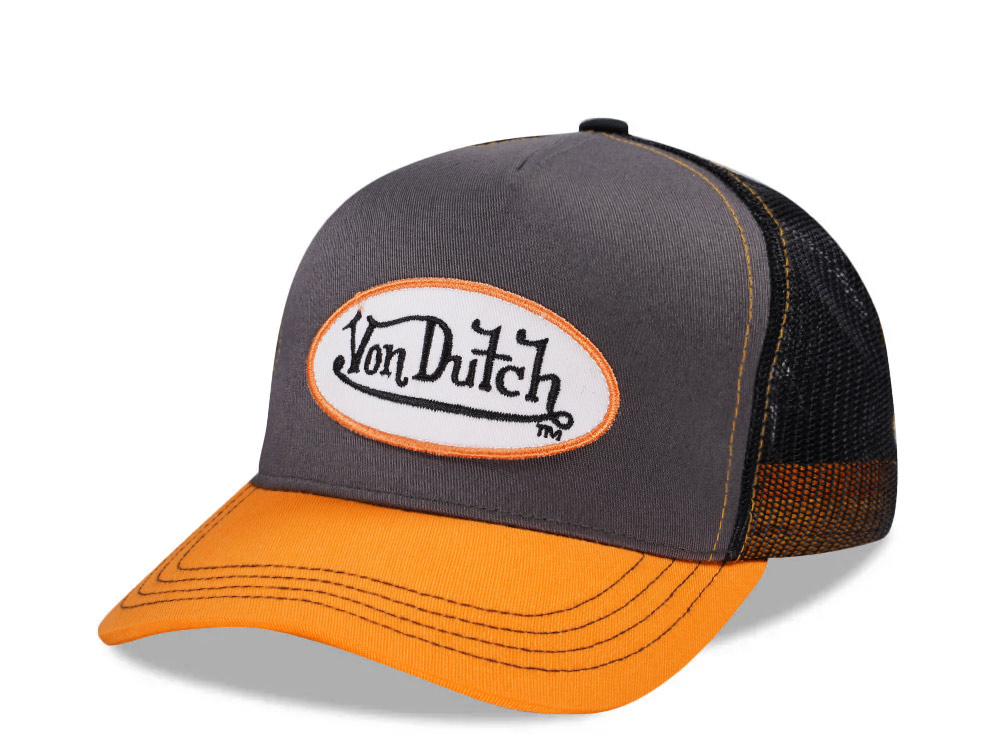 Von Dutch Grey Orange Two Tone Edition Trucker Snapback Cap