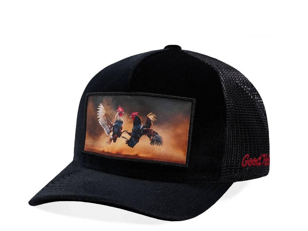 Good Hats Fight Black Velour Trucker Snapback Cappellini