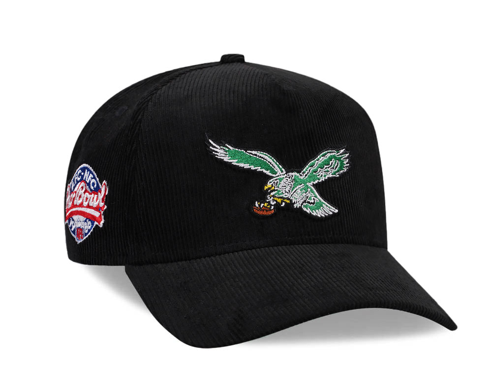 New Era Philadelphia Eagles Pro Bowl 1986 Black Corduroy Edition 9Forty A Frame Snapback Cap