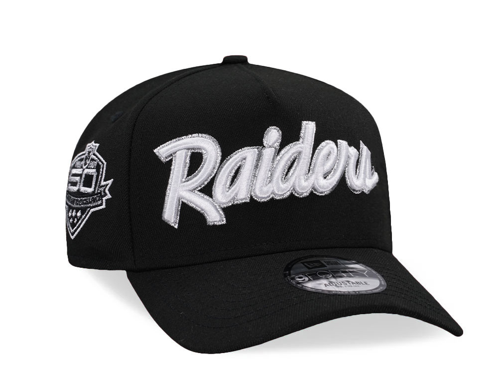 New Era Las Vegas Raiders 50th Anniversary Black Script Edition 9Forty A Frame Snapback Cap