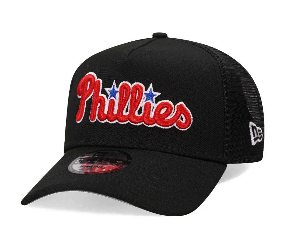 New Era Philadelphia Phillies Black Trucker A Frame 9Forty Snapback Cappelini