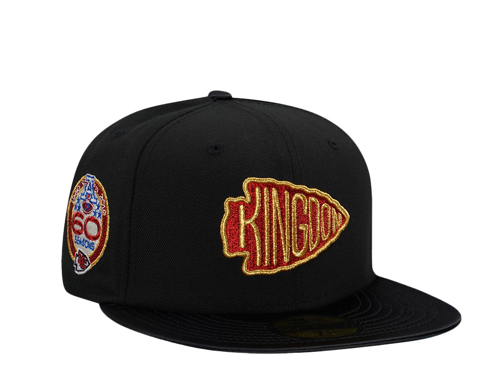 New Era Kansas City Chiefs 60 Seasons Black Satin Brim Prime Edition 59Fifty Fitted Cap