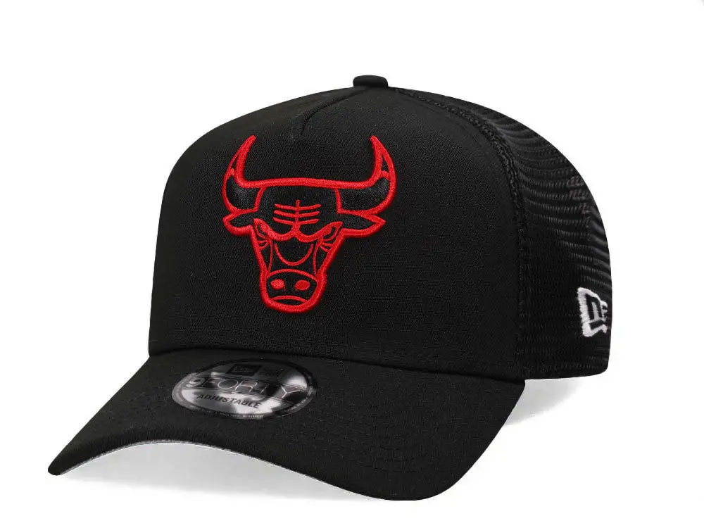 New Era Chicago Bulls Black Trucker A Frame 9Forty Snapback Cappelini