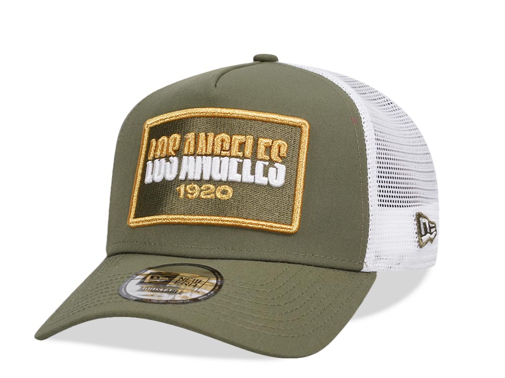 New Era USA State Los Angeles 1920 Olive Trucker Snapback Cap