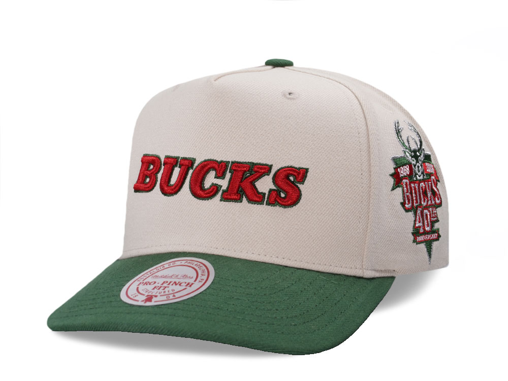 Mitchell & Ness Milwaukee Bucks 40th Anniversary Two Tone Pro Pinch A Frame Snapback Cappellini