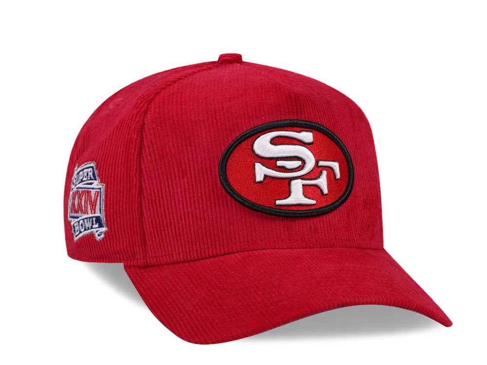 New Era San Francisco 49ers Super Bowl XXIV Red Corduroy Edition 9Forty A Frame Snapback Cap